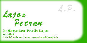 lajos petran business card